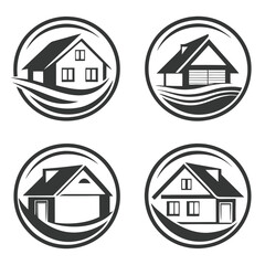 Minimalist House Logo Design Bundle vector.