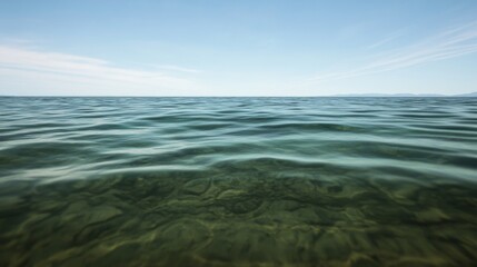 Calm sea water with clear seabed visible.