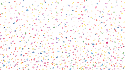 Falling colorful confetties isolated on transparent background. Cut out