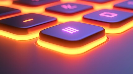 Close-up of illuminated keyboard key with menu icon.