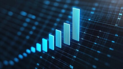 Digital representation of ascending bar graphs symbolizing growth and progress in data analysis or financial performance.