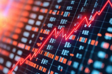 Graph depicting a rising trend in financial data, featuring bright colors and digital elements, symbolizing growth and investment opportunities.