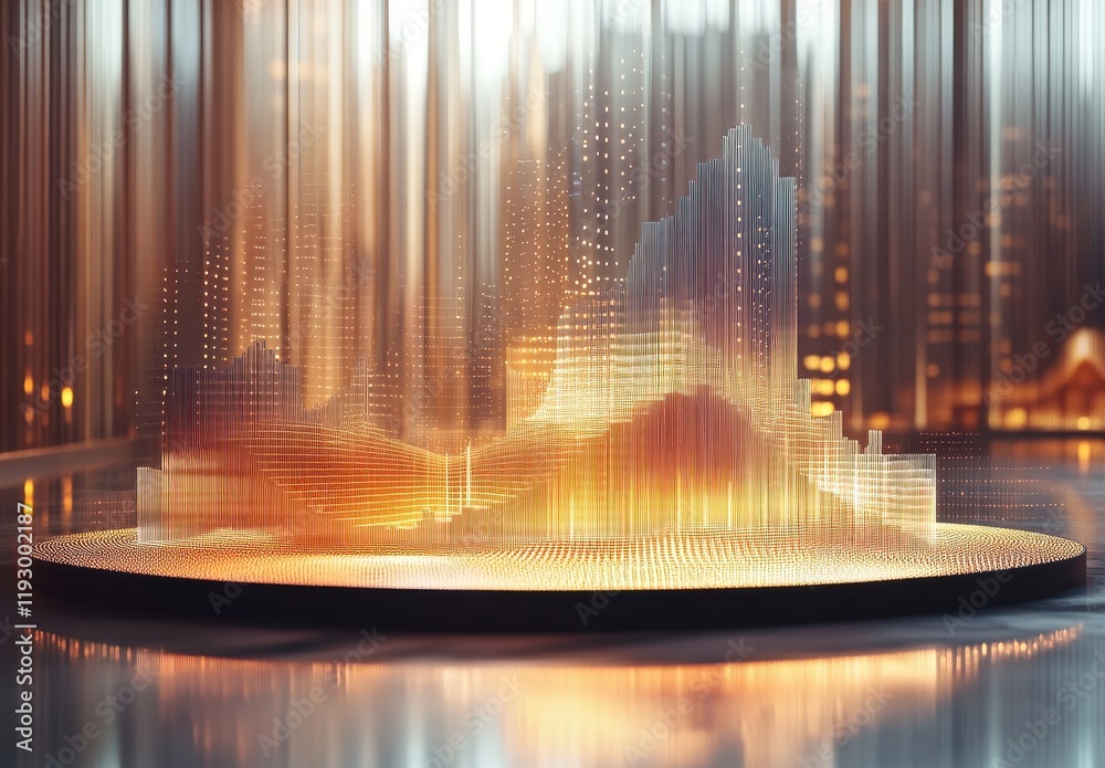 Poster futuristic data visualization with abstract shapes and glowing lights creating a dynamic sense of mo
