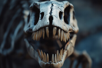 Naklejka premium An amazing ancient dinosaur fossil discovery found deep within rocky terrain locations. Generative AI