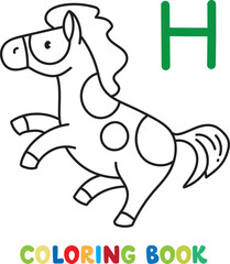 Funny horse. Animals coloring book for kids