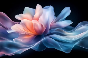 A modern design of a UV lamp isolating a glowing flower petal, with soft gradients and sharp edges highlighting the fluorescence