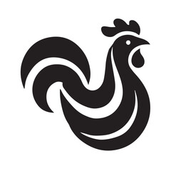Stylish Black and White Rooster Silhouette Design