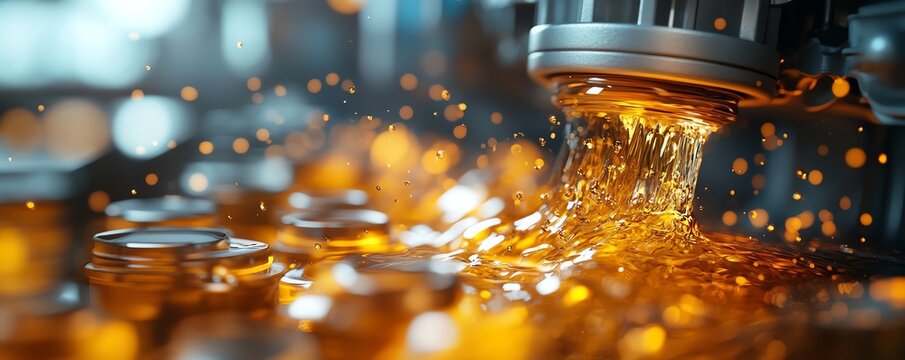 Lubricante en forma de ola salpicando sobre un motor de coche, concepto de engranajes bien lubricados y motor en optimas condiciones para mayor durabilidad