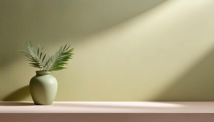 Pastel Cream Wall Background with Soft Natural Light Shadows