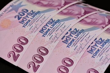 Images of banknotes of various countries. turkish lira photos.