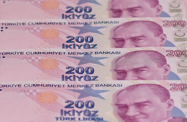 Images of banknotes of various countries. turkish lira photos.