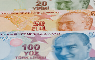 Images of banknotes of various countries. turkish lira photos.