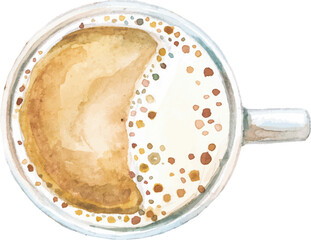 Watercolor painted coffee cup. Hand drawn design element isolated on white background.