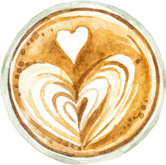 Watercolor painted coffee cup barista. Hand drawn design element isolated on white background.