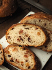 slice of white sandwich bread with mix dried fruits