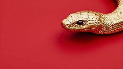 Obraz premium Golden Snake on Red Background