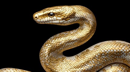 Fototapeta premium Golden Snake on Black Background
