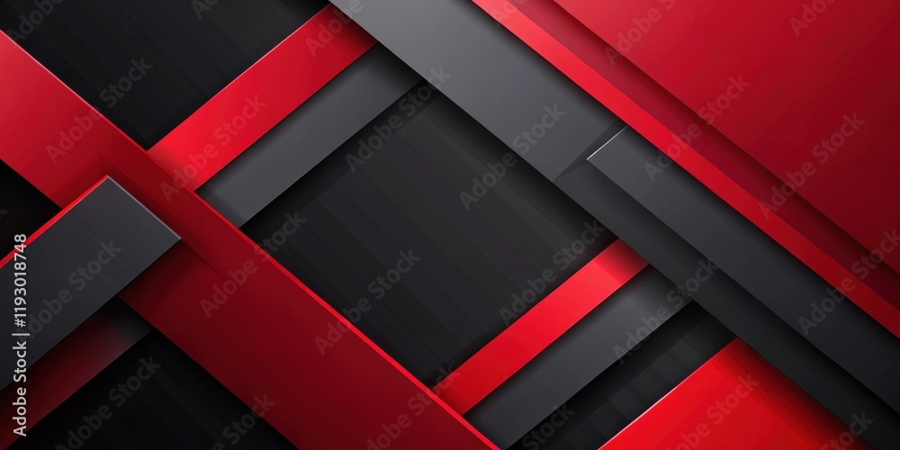Fototapete abstract red and gray geometric design with overlapping layers