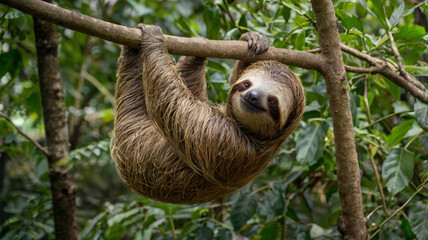 Sloth Hanging from a Tree Branch