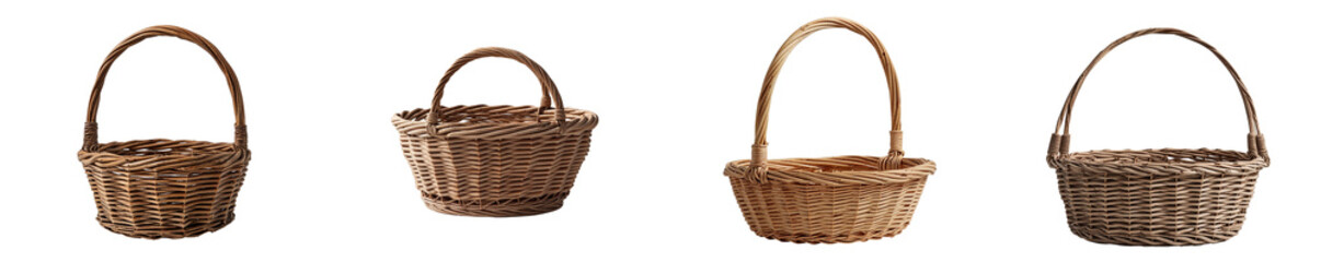 Collection of basket isolated on a white background as transparent PNG
