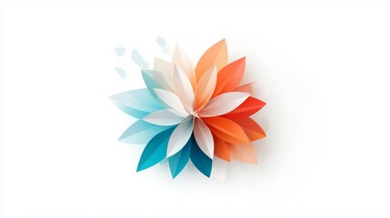 Obraz premium A stylized flower design with layered petals in vibrant colors on a white background.