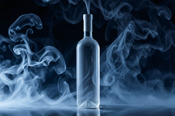 Vodka bottle mockup with a sleek design on an elegant background, ideal for branding showcase