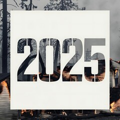2025 Text Overlayed on a Smoky Industrial Scene