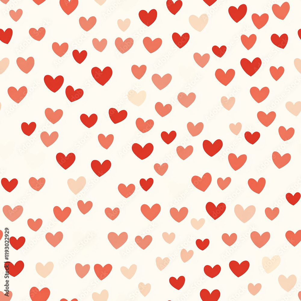 Poster Seamless heart texture pattern with red and peach tones for Valentine's Day designs