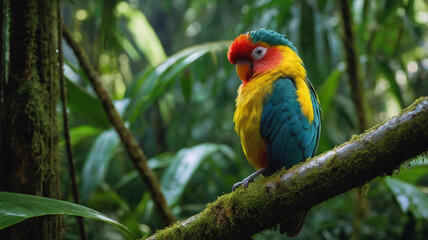 Obraz premium Tropical Bird Perched on a Branch