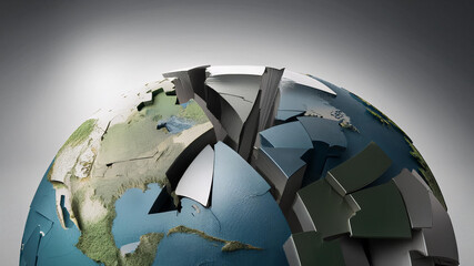 Planet Earth broken into pieces