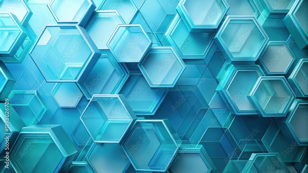 Poster Abstract Background of Interlocking Blue Hexagonal Geometric Shapes