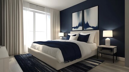 Cozy bedroom setup with private closet space in modern apartment stylish design peaceful atmosphere