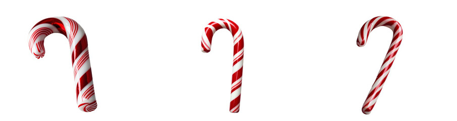 Obraz premium Collection of candy cane isolated on a white background as transparent PNG 