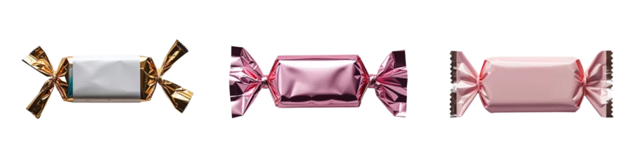Fototapete Collection of candy wrapper isolated on a white background as transparent PNG  © gunzexx png and bg