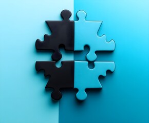 Fototapeta premium Abstract puzzle pieces fitting together, symbolizing collaboration and strategy.