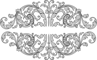 vector sketch, silhouette illustration, European traditional ethnic, vintage, classic floral ornament decoration design.eps