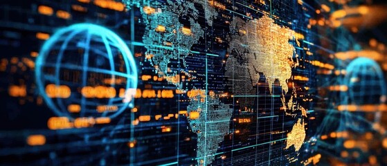 A digital display illustrating global laws in the digital realm.