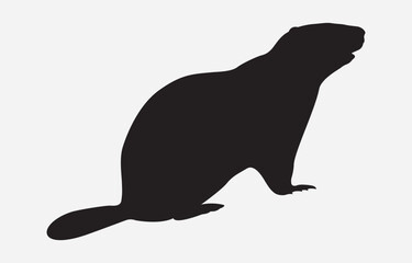 Groundhog Silhouette Vector Illustration Isolated on white background
