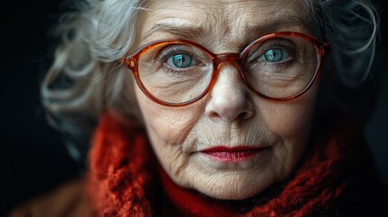 Portrait of a Woman with Grey Hair and Glasses