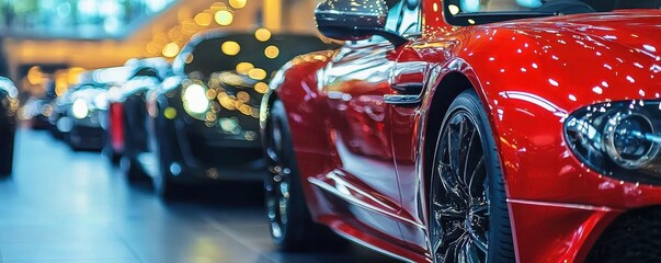 Luxurious vehicles on display at an exclusive car dealership.