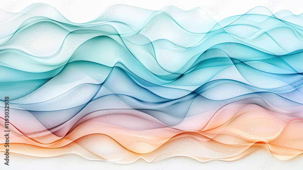 Poster abstract pastel waves in soft gradient tones create calming visual flow
