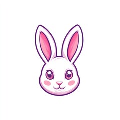Obraz premium Cute white bunny rabbit head, illustration, springtime, white background, children's book