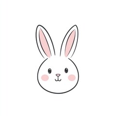 Obraz premium Cute bunny face, illustration, white background, Easter