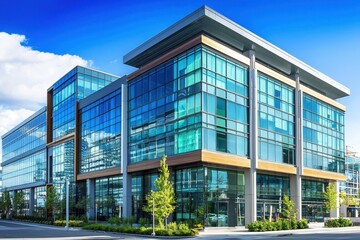 Fototapeta premium Contemporary multi-story commercial building featuring a sleek design.