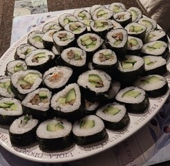sushi rolls on a plate