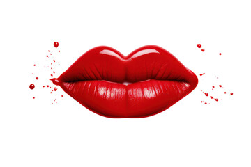 red female lips isolated on white or transparent png