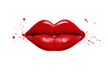 red female lips isolated on white or transparent png