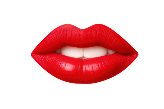 red female lips isolated on white or transparent png