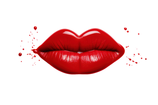 red female lips isolated on white or transparent png