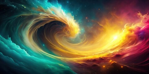 Fototapeta premium Cosmic swirl of vibrant nebulae, a celestial dance of colors across the expanse of space